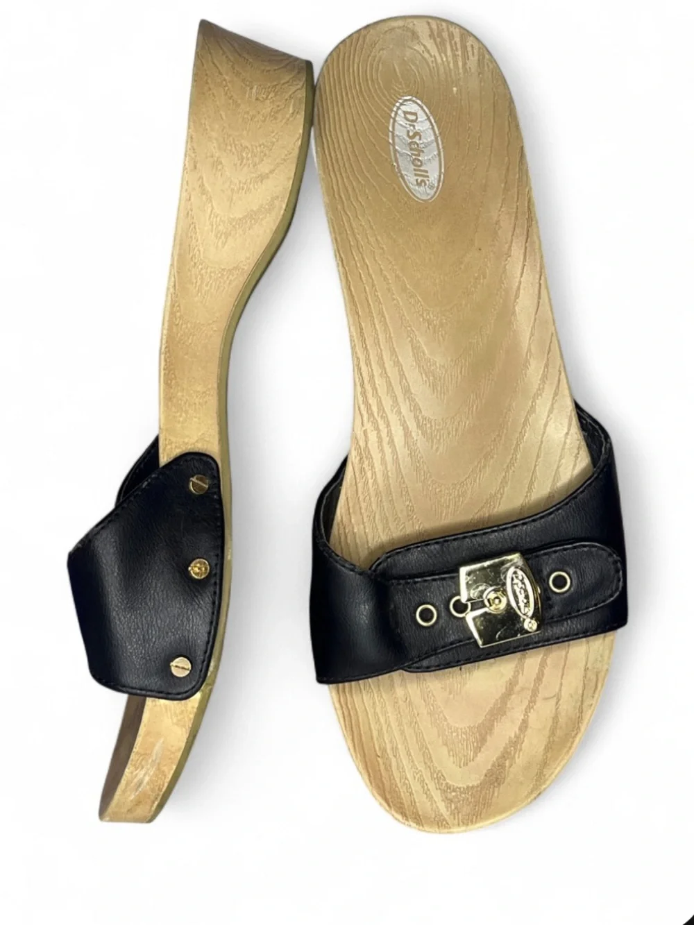 Dr Scholls Women's The Original Sandals Black Clogs 8 Exercise Wooden Italy